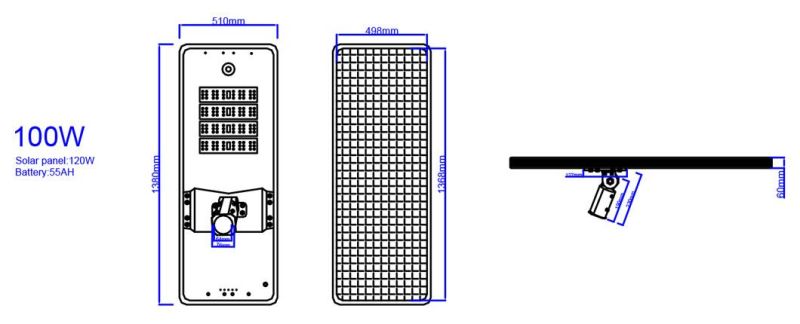 IP65 Outdoor Integrated Solar Light All in One Solar Street Lamp 40W 80W 100W 120W with Motion/PIR Sensor