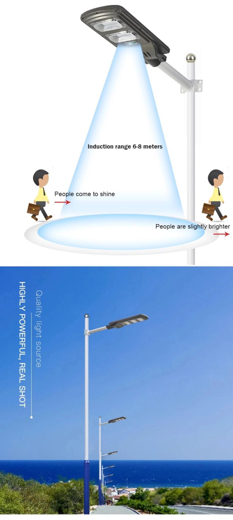 High Brightness Li-ion Battery Turn on at Night LED Solar Street Light