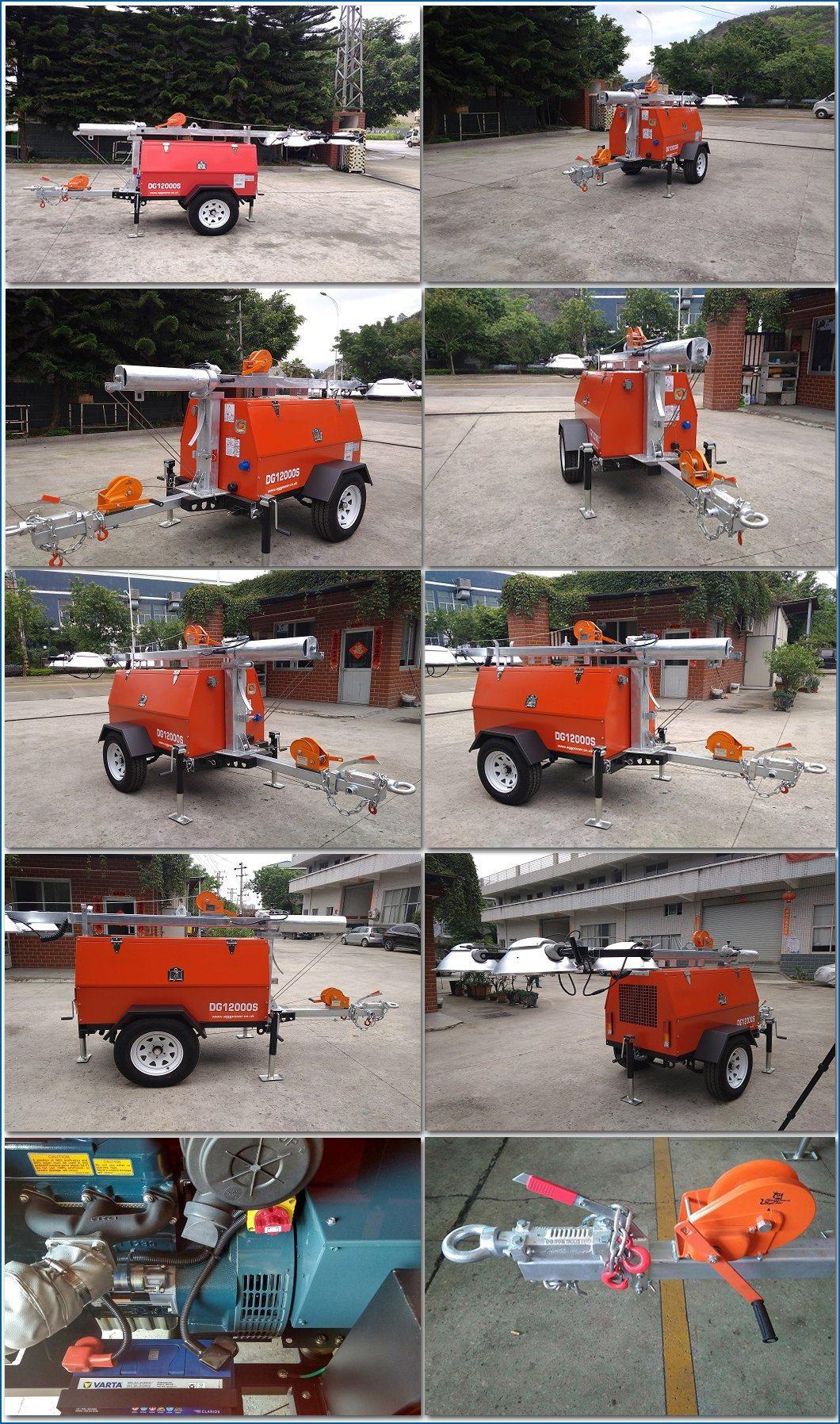 Portable Compact Emergency Mobile Tower Light with Trailer and Yanmar Power