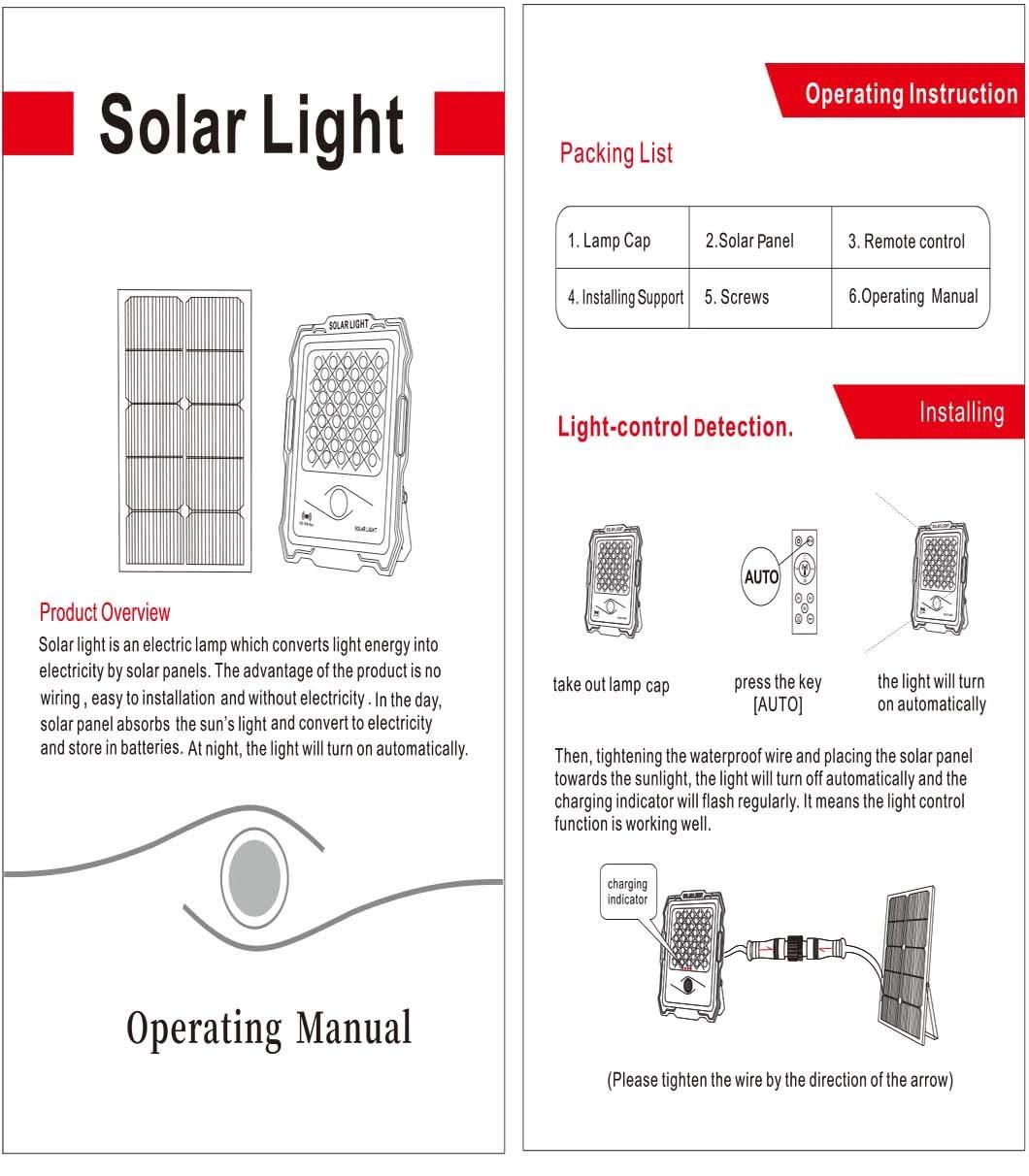 300W Solar Energy LED Lighting IP67 Flood Lamp with Camera