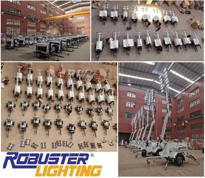 Factory Euro Trailer 4*480W LED Flood Light Tower with Diesel Generator