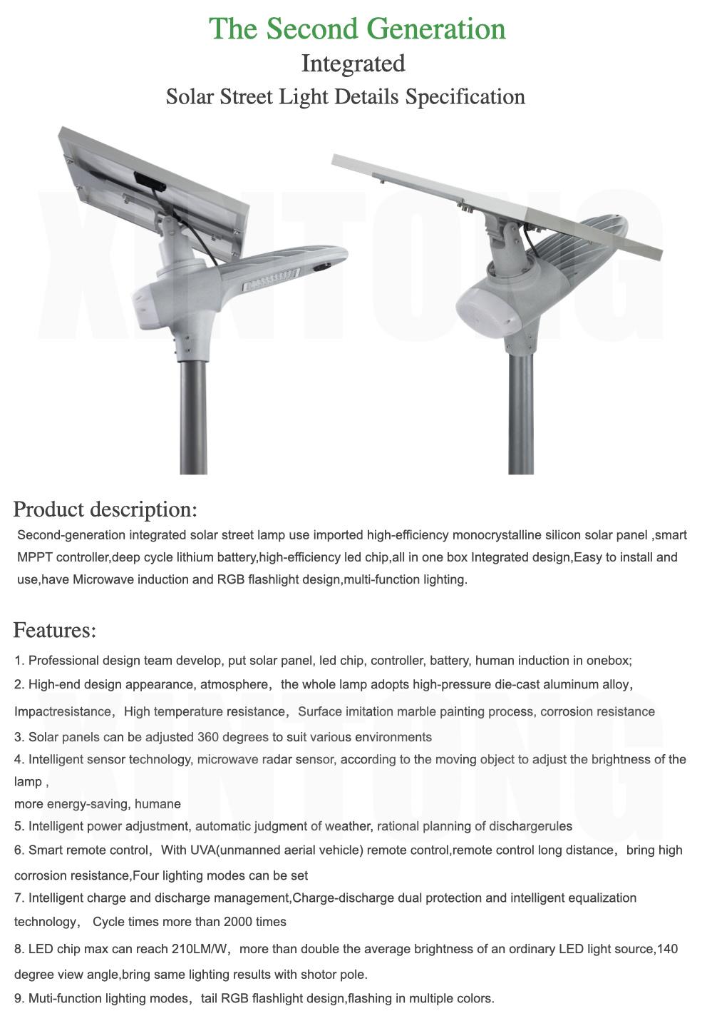 MPPT Controller Outdoor LED Garden Road Home Solar Street Light 9m 90W