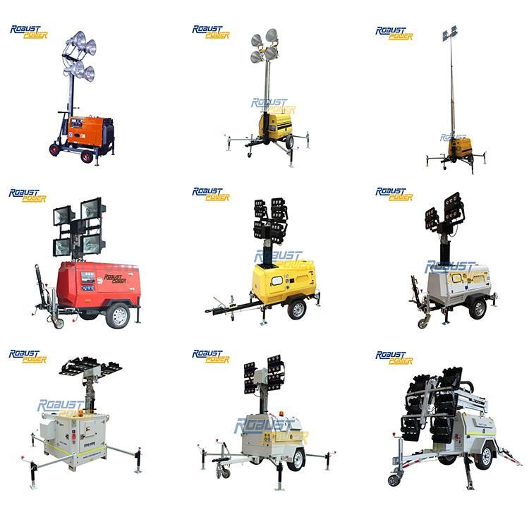 Heavy-Duty Dual Axles Hydraulic Telescopic Mast Portable LED Light Tower