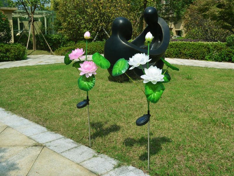LED Waterproof Solar Lamp Lotus Flower Shape Lawn Lamps 3 LED Lighting Lamp for Outdoor Garden Backyard Pathway Lawn Decoration Wyz16582