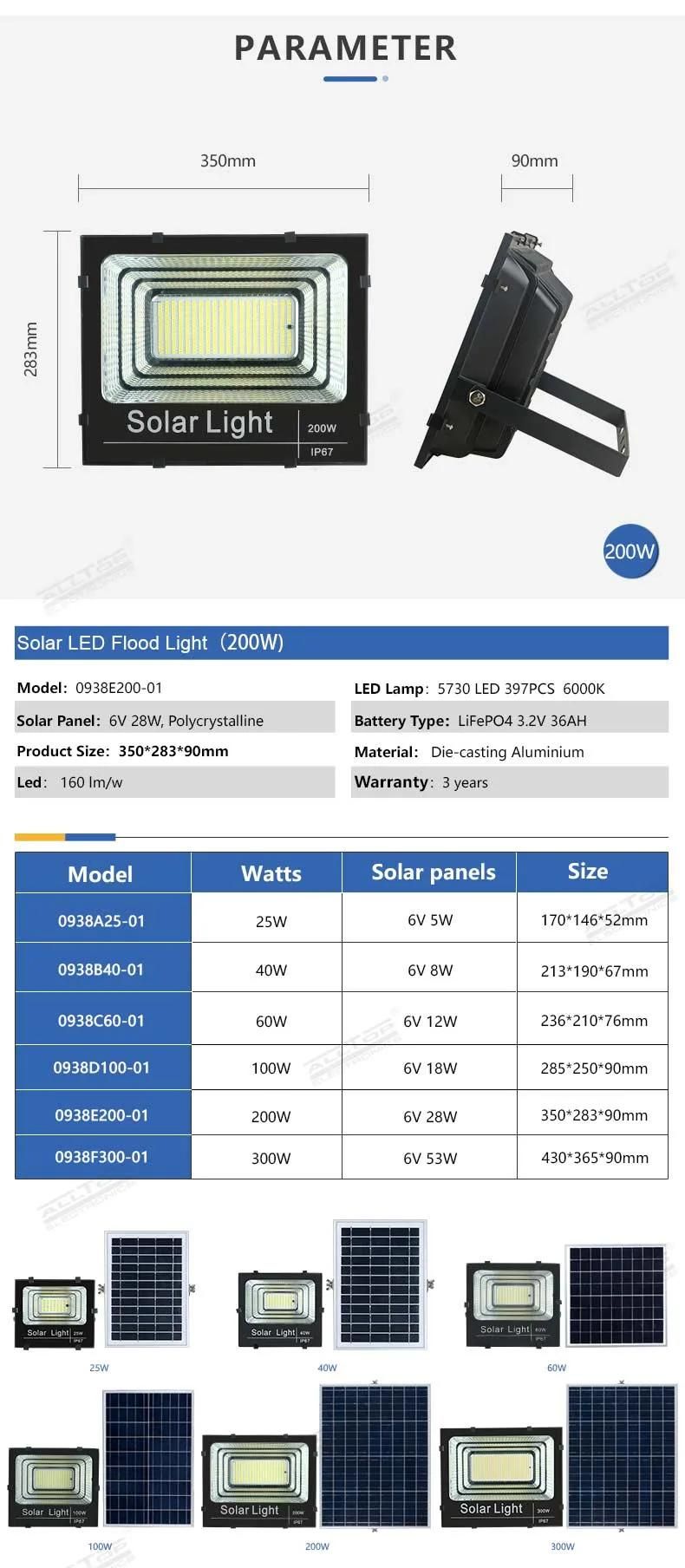 Alltop High Brightness Flood Light 25 40 60 100 200 300 400 W Airport Stadium Outdoor Solar LED Floodlight