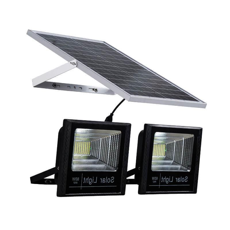100W Bright IP67 Waterproof Remote Control Security Lighting Garden Use Energy Saving Product, Outdoor 25W 40W 60W 200W Solar Flood Light Two Heads LED Lamp