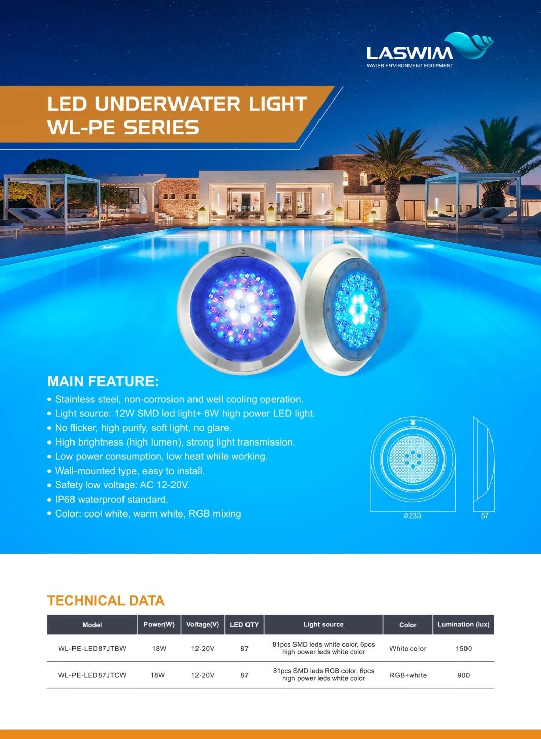 18W Underwater Light IP68 Stainless Steel LED Pool Light