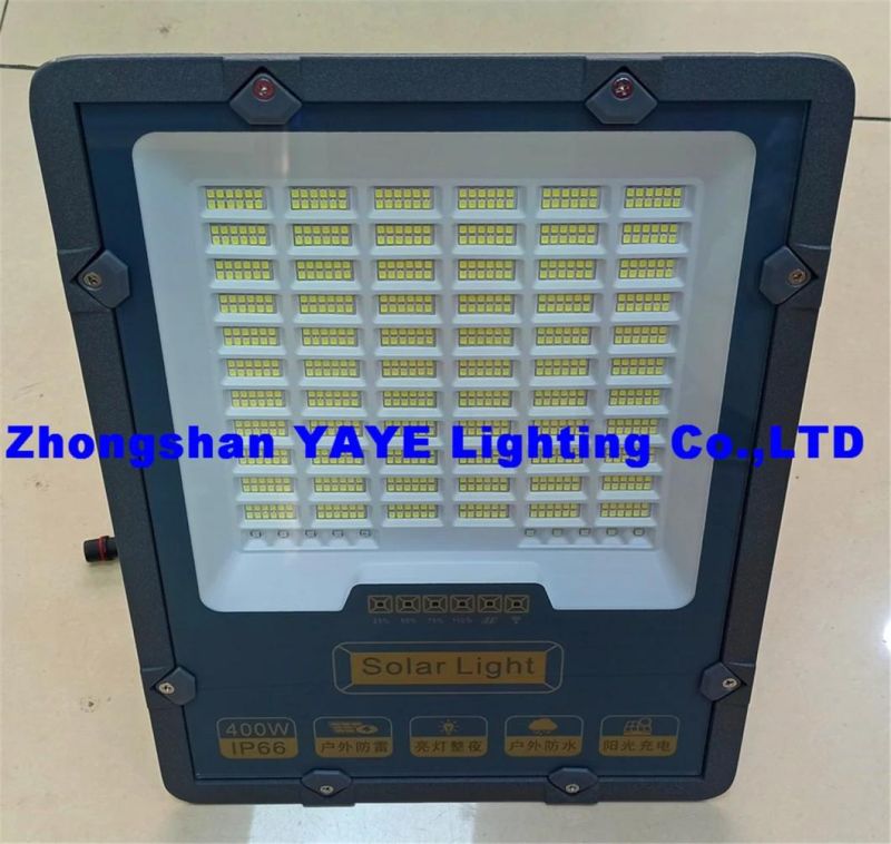 Yaye 18 Hot Sell 50W/100W/200W/300W/400W Solar LED Garden Flood Light with Control Modes: Time Control +Light Control +Flash Light +Remote Controller