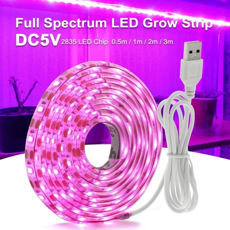 LED Grow Light Full Spectrum USB Grow Light Strip 0.5m 1m 2m 3m 2835 SMD DC5V LED Phyto Tape for Seed Plants Flowers Greenhouses