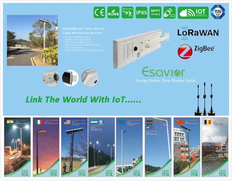 20W 2000lm Esavior Outdoor Lighting Integrated LED Solar Street Garden Light with Smart Sensor Ce RoHS IP66