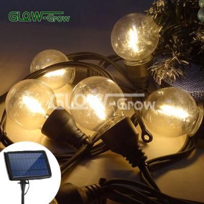 G45 Solar Powered String Light Christmas LED Festoon Light with Shaterproof Bulbs Ceiling Christmas Decoration