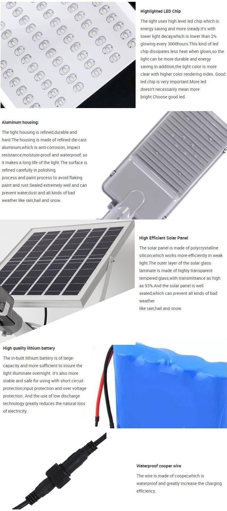 50W 100W 150W Outdoor Waterproof LED Solar Street Lighting