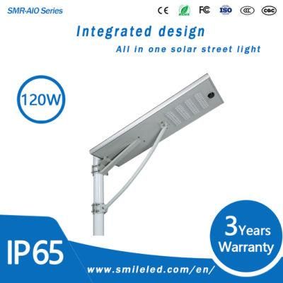 Most Popular Aluminum Alloy Outdoor Waterproof IP65 120W All in One Solar Street Lights Prices