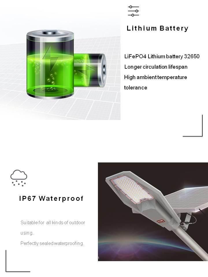100W/200W/300W/400W IP67 Waterproof Outdoor DC 25W/5V Split Solar LED Street Light Garden Lamp