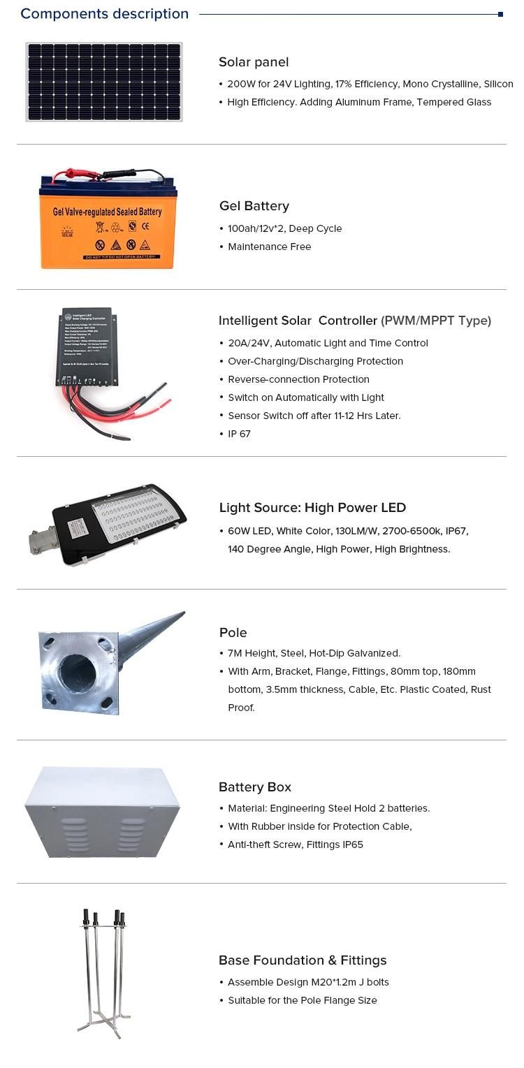 8m Pole 60W LED Solar Street Lighting with Good Price