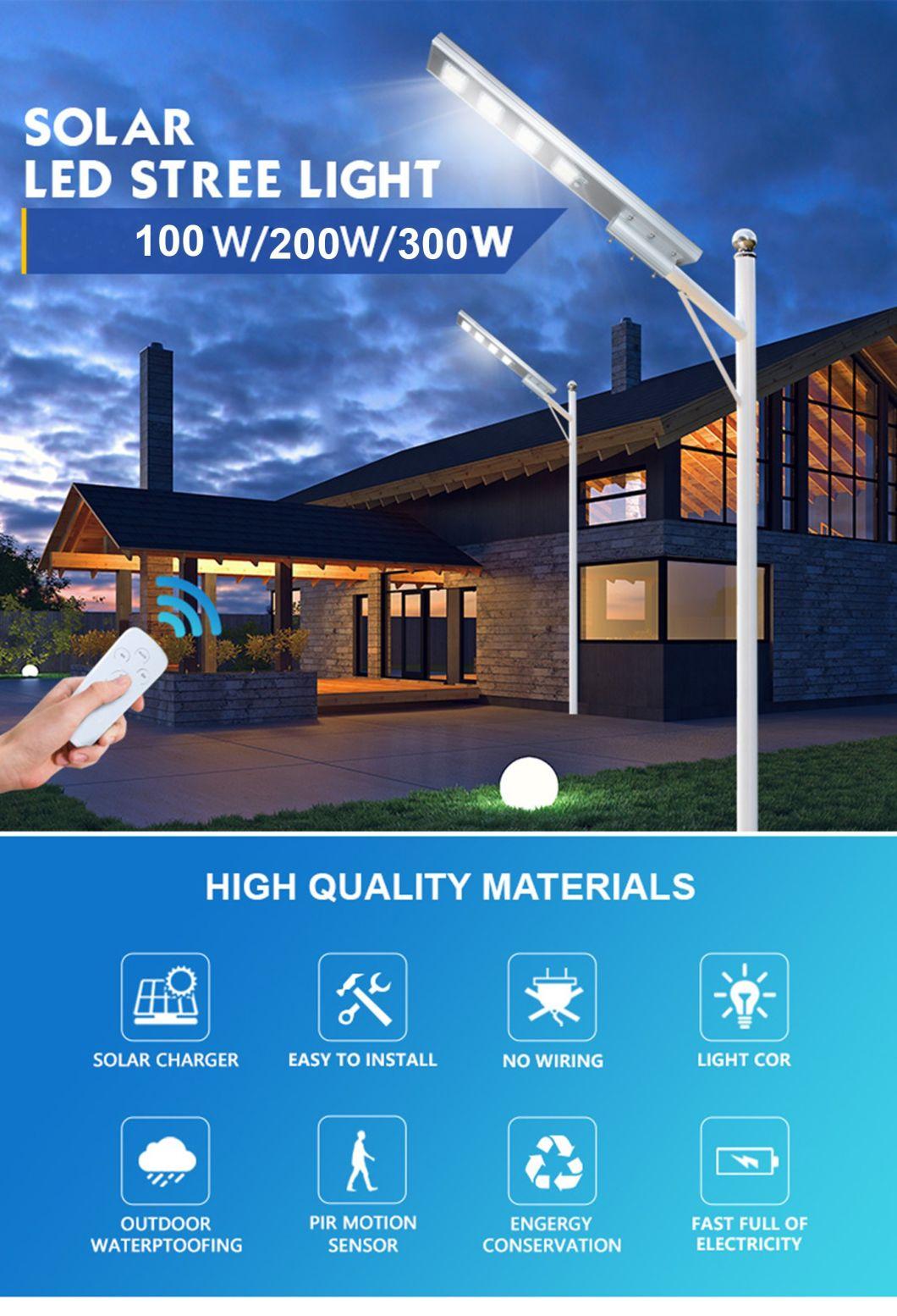 Integrated Solar Street Light in One Solar LED Light Die-Cast Aluminum Alloy Time Remote Control All Outdoor Light