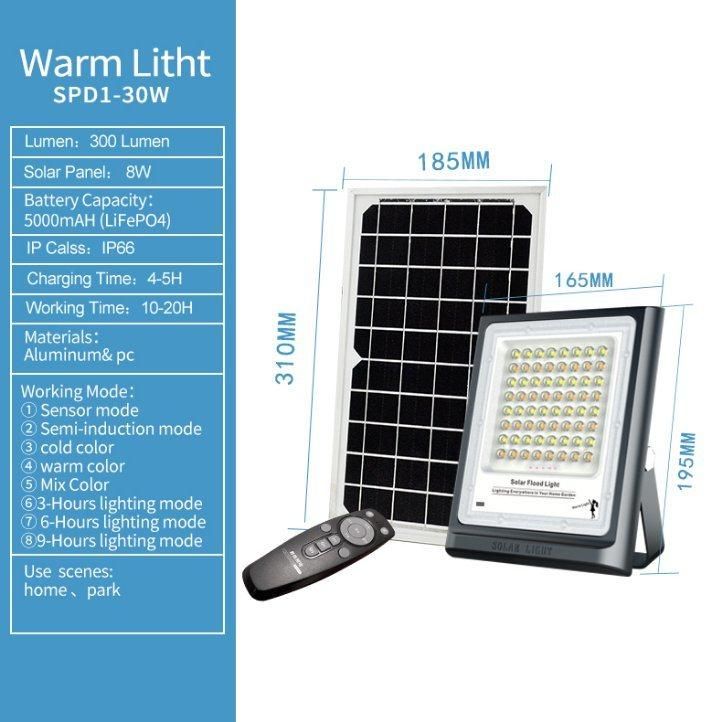 Rd 30W Solar Flood Light for Warm Home Way with IP66 Waterproof