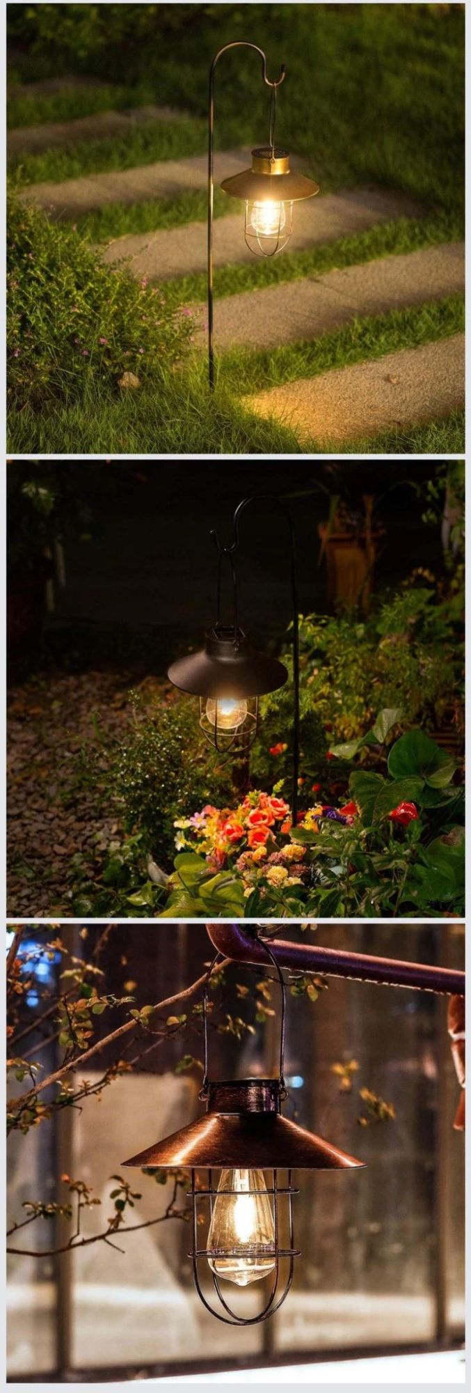 LED Solar Hanging Light Retro Night Light Outdoor Waterproof Villa Garden Light