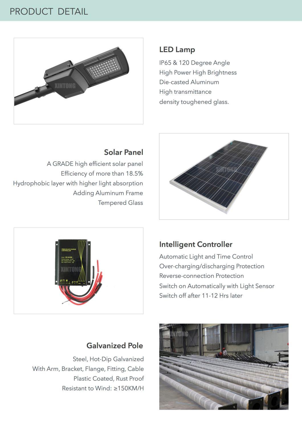 Lithium Battery Poly Crystalline Silicon Road Solar LED Street Light