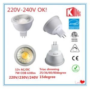 220V-240V 7W Dimmable LED MR16 Spotlights