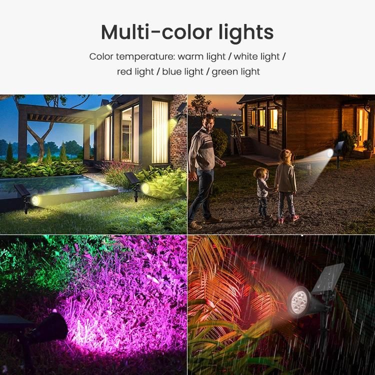 Garden Lawn Spotlight and Outdoor Solar Landscape Spotlight, Solar Spot Lights with Waterproof LED and Solar Panel Integrated, Solar Powered Spotlight