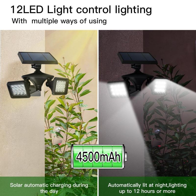 New Arrival 24 LED Solar Spotlight Double Heads Lawn Light Outdoor Garden Solar LED Spike Spot Lights 2021