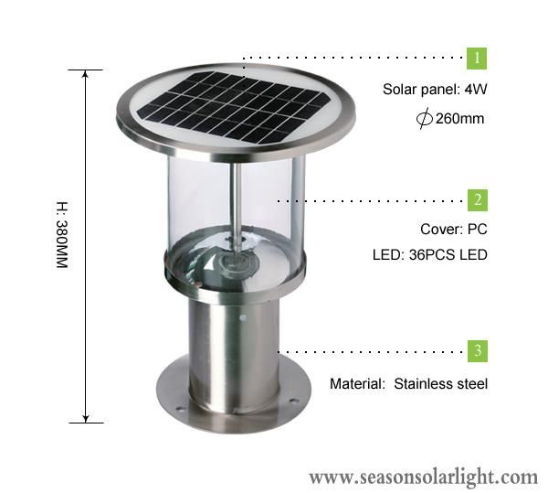 Bright Solar Product LED Light Garden Outdoor Solar Gate Pillar Light with 5W Solar Panel Lighting