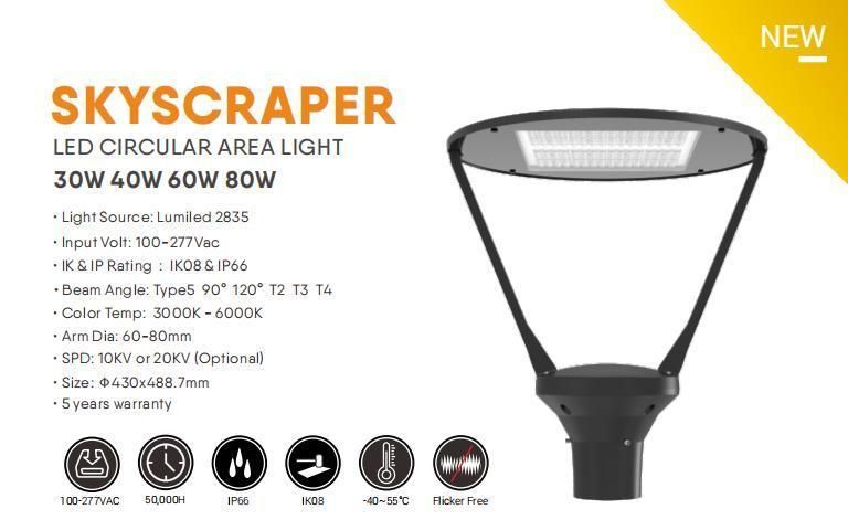 IP66 30W LED Garden Light LED Post Top Light Landscape Road Lamp