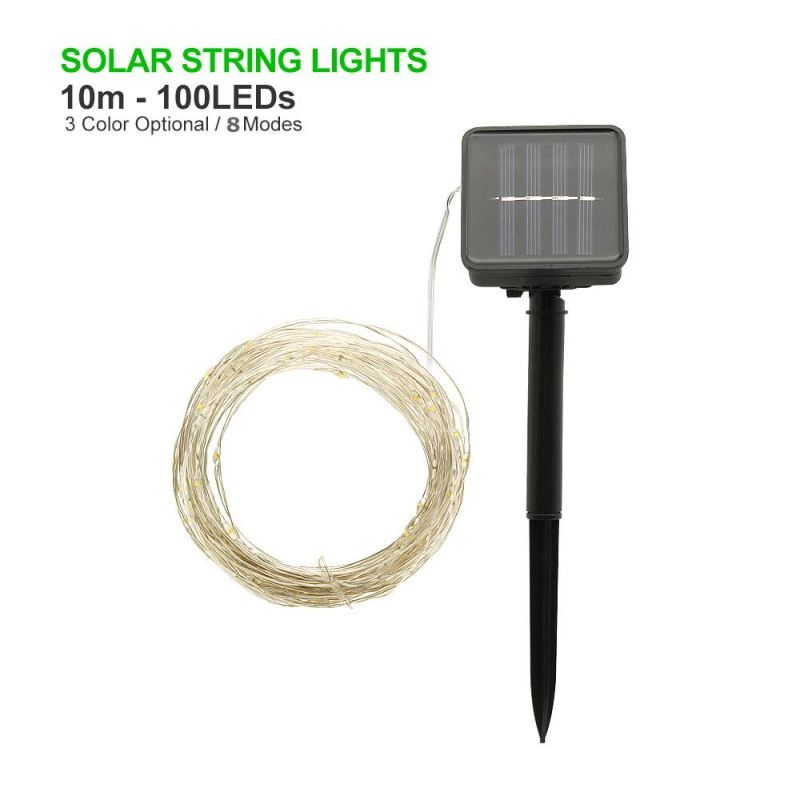8 Modes 100/200/300/400 LED Solar Copper Wire String Chrsitmas Party Decoration Lights with CE RoHS