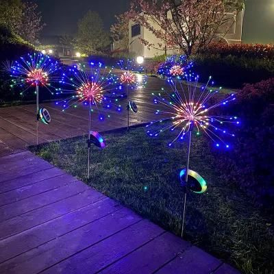 120LED Outdoor Garden Decorative Waterproof Star Fireworks Dandelion Solar Power Lawn Light Lamp for Landscape Path Yard Lights