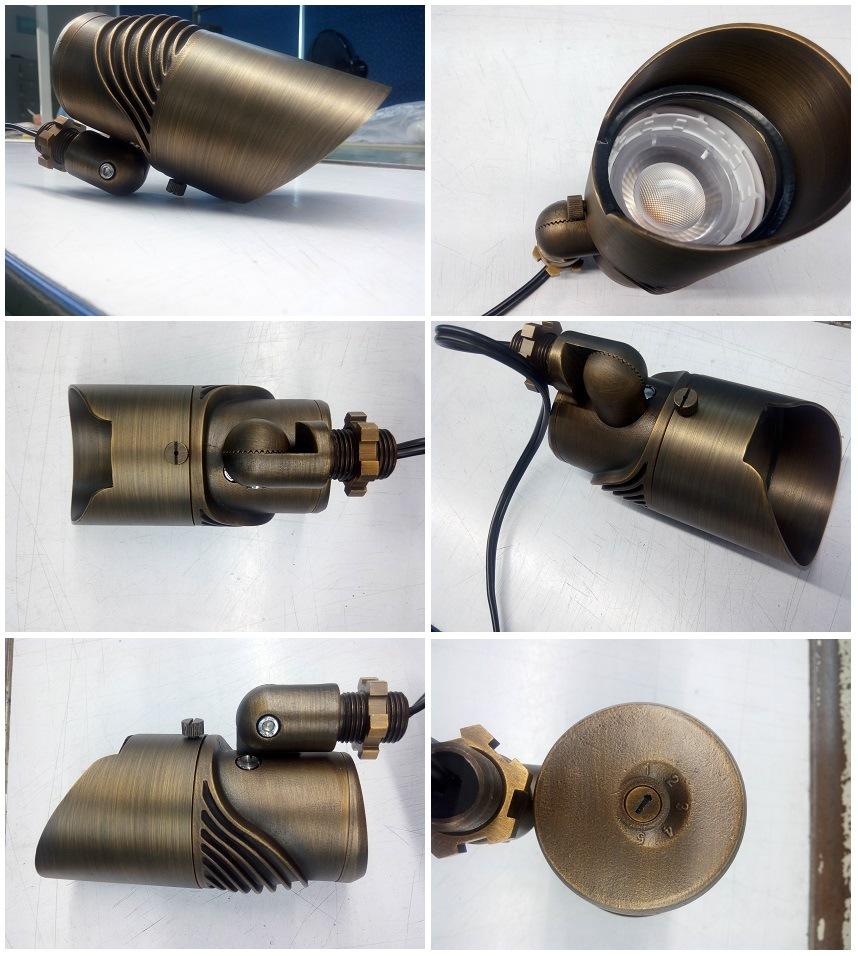 LED Brass Power & Beamangle Adjustable Spotlight Fixture with ETL & IP65