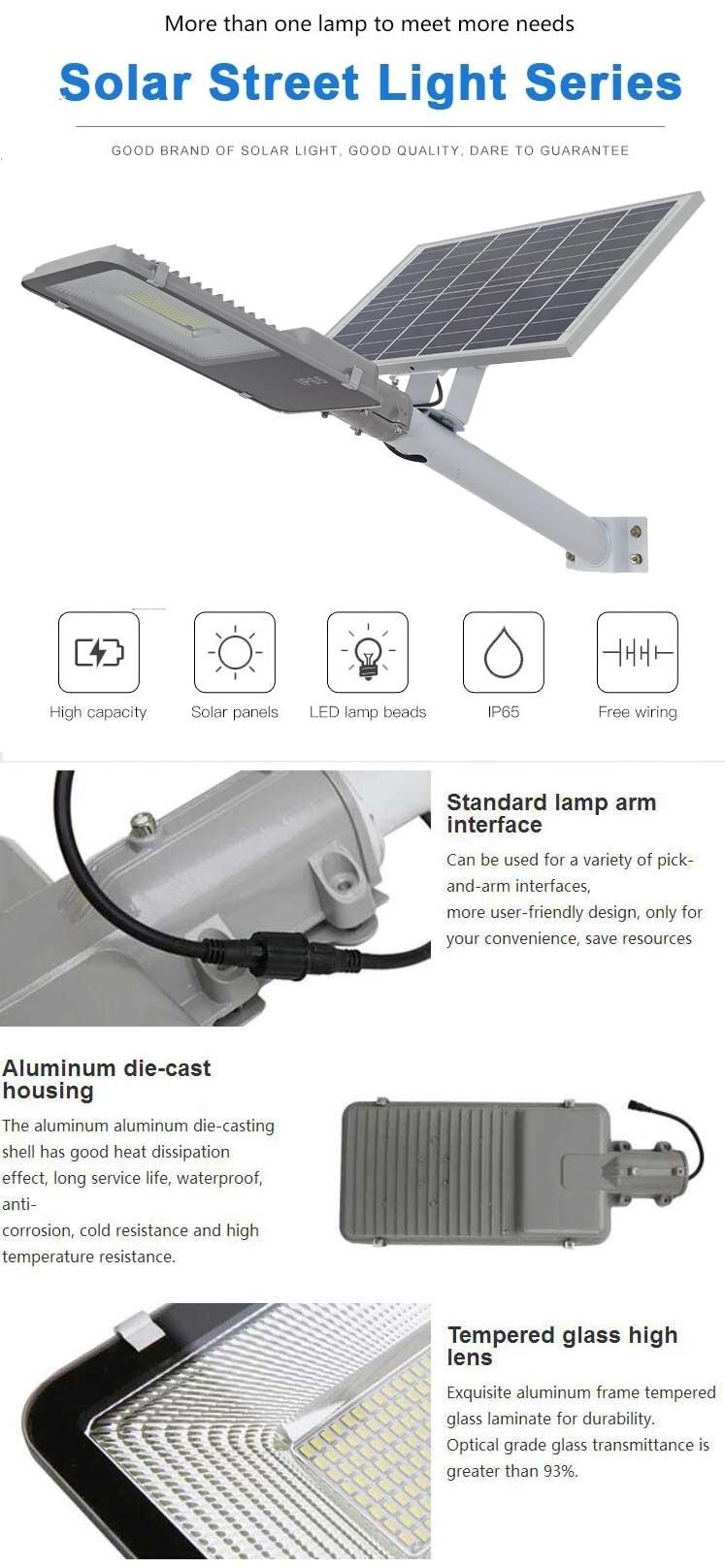 Aluminum Remote Control IP65 Waterproof Outdoor LED Solar Street Lighting