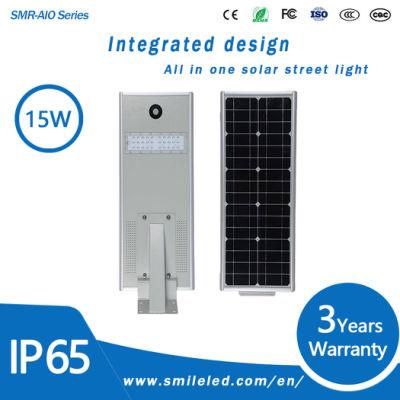 Integrated LED Solar Street Lighting 15W Outdoor LED All in One Solar Street Light