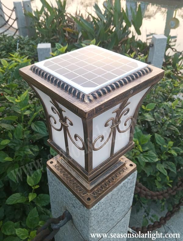 IP65 Solar Pillar Lamp Outdoor Warm+White LED Lighting Lamp for Garden Gate Lighting
