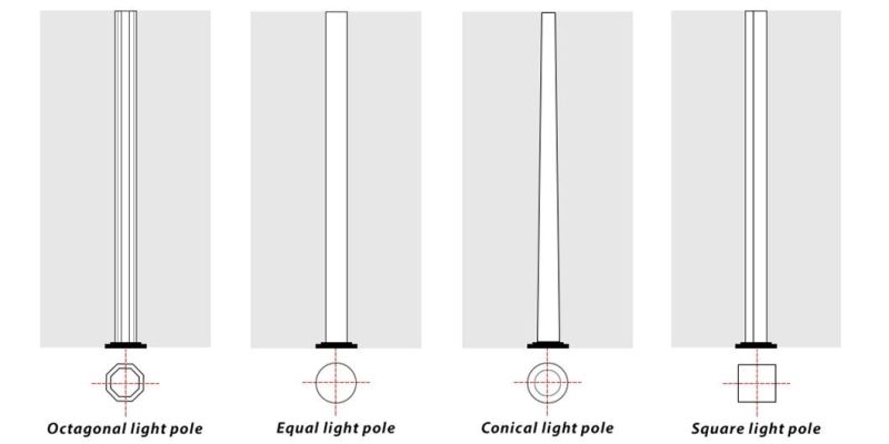Solar Street Light Galvanized 3m 4m 5m 6m 7m 8m 9m 10m 11m 12m Steel Light Pole with Single and Double Arm