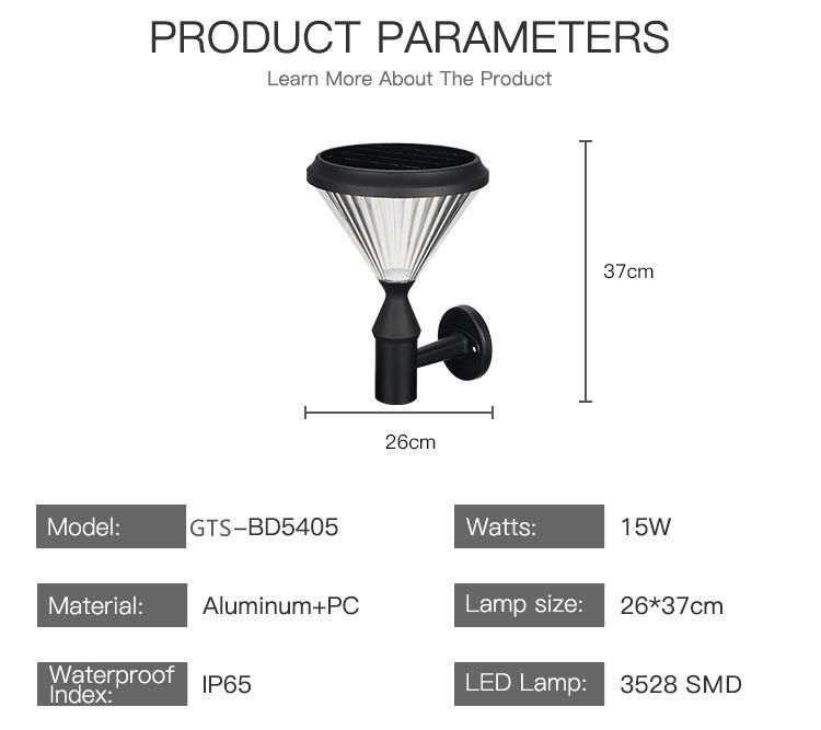 Solar Powered Sensor Waterproof Outdoor Yard Fence Solar LED Main Gate Pillar Light for Garden