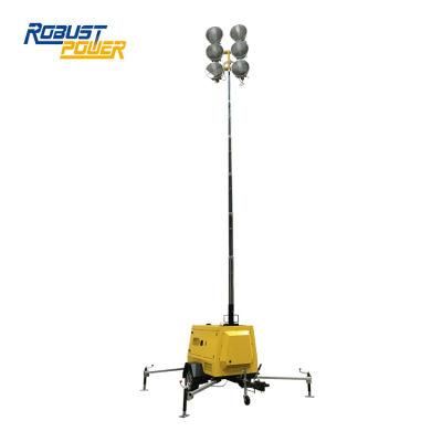 9m Hydraulic Telescopic Mast Towable Trailer Mounted Light Tower