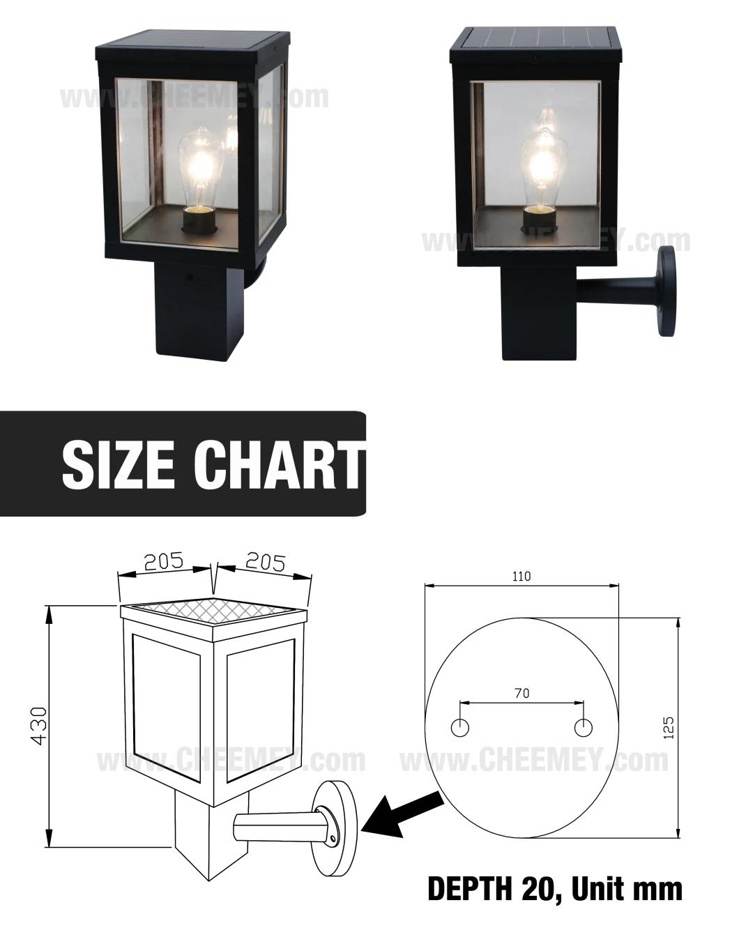 Outdoor LED Solar Wall Light with Lithium Battery for Garden