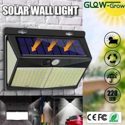 Outdoor White 6000K Solar Powered LED Wall Light with 120 Sensor Angle