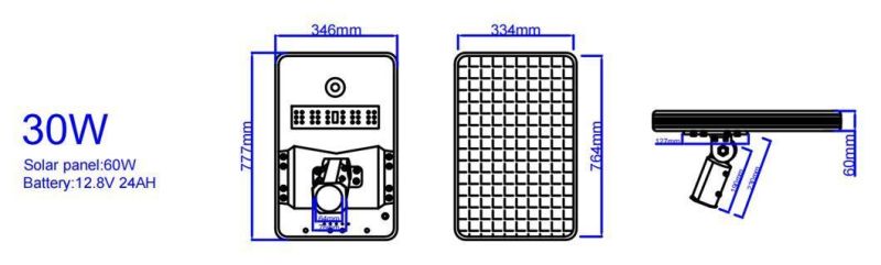 China Hot Sale IP65 Waterproof Outdoor 30W 40W 50W 60W 80W 100W 120W Adjustable All in One Solar Powered System