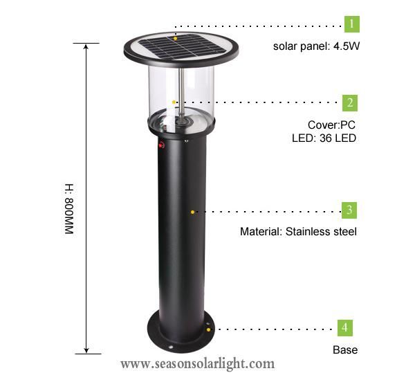 High Lumen LED Lighting 1m Garden Bollard Outdoor Solar Light for Garden Lighting