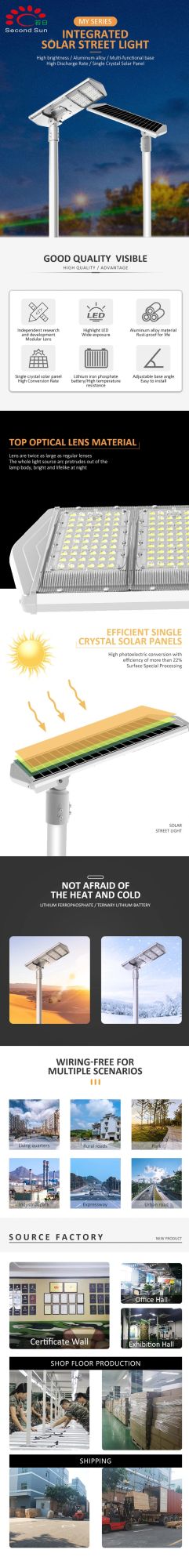 Second Sun 100 Watt 120 Watt Integrated LED Solar Street Light