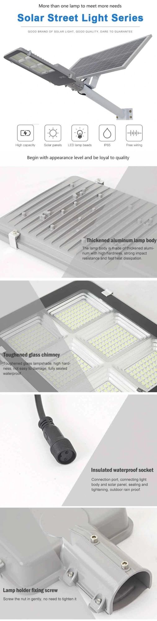 IP65 High Power Outdoor LED Solar Street Garden Lighting