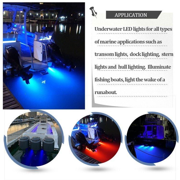 4 Inch Powerful Blue Color Round 9 LED Underwater Boat Light with 316 Stainless Steel on Boat