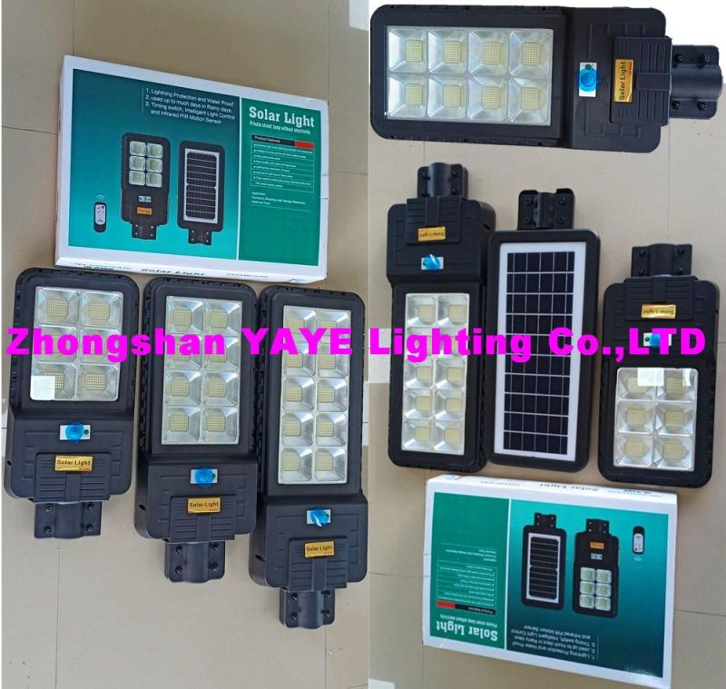 Yaye 2021 Hot Sell IP66 Outdoor Waterproof Aluminum 300 Watt Outdoor LED Solar Street Garden Road Light with Control Modes: Light + Timing + Rador Control / Mot