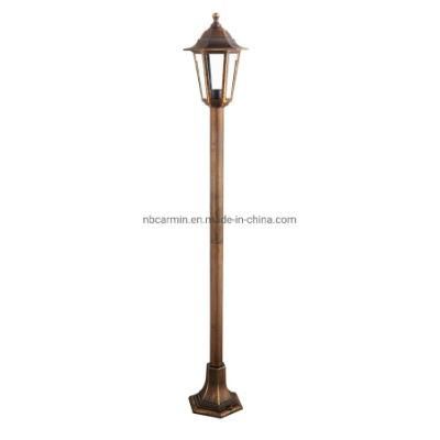 Outdoor Garden Stand Post Light with 6 Side Glass Lantern