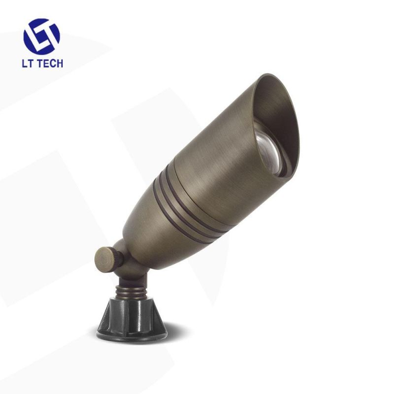 Lt2105 Solid Cast Brass Bullet Spotlight 1-Light LED MR16 Bulb 12V 50-W Maximum Bright Residential Light Bronze