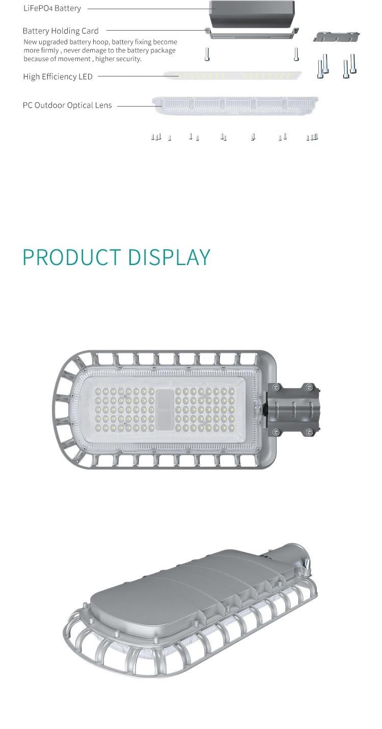 Solar Street Light Phtovoltaic Lamp PV Lighting LiFePO4 Battery with Solar Panel 20W 2160lm 8 Years Warranty