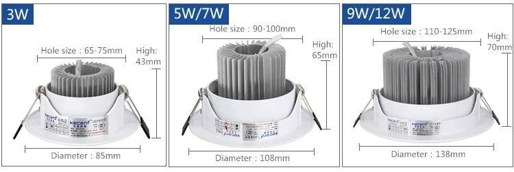 LED Recessed Ceiling Spotlights 9W Indoor Shop Office IP44 Round Spot Light