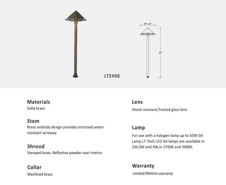 Low Voltage Cast Brass Path/Area Light Available with G4 LED Bulbs